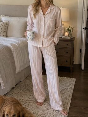 Serenedelicacy Women XS Pajama Set Pink & White